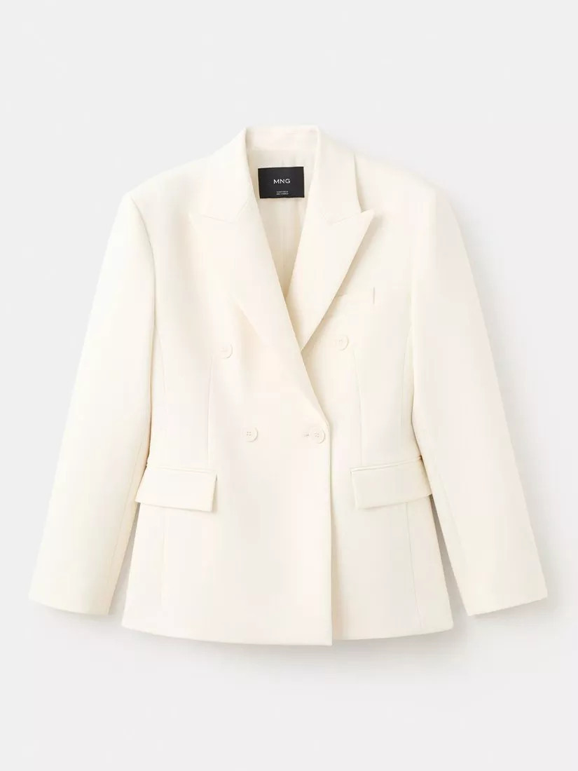 Mango Double Breasted Blazer, Beige | John Lewis (UK)
