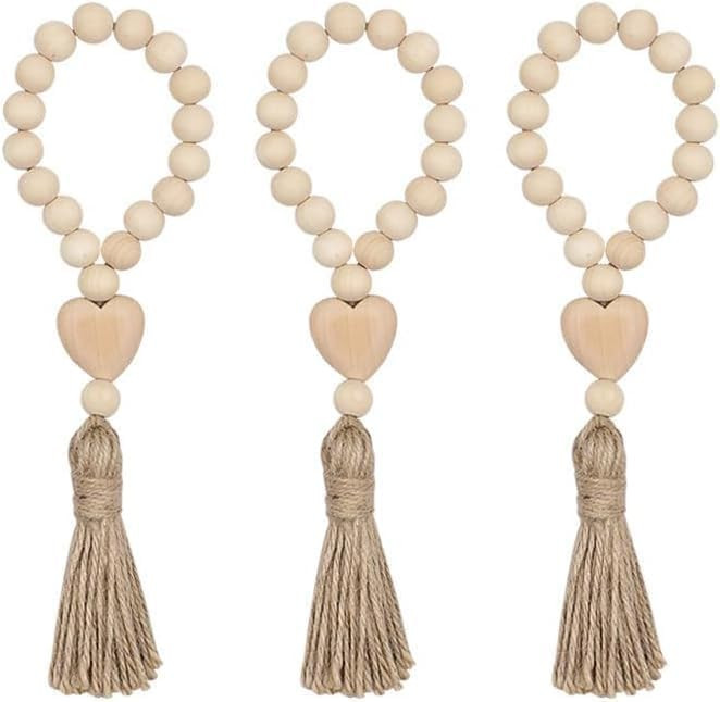 Wood Bead Garland Home Decor Farmhouse Beads for Shelf,Mantle,Coffee/Living Room/Dining Table Cen... | Amazon (US)