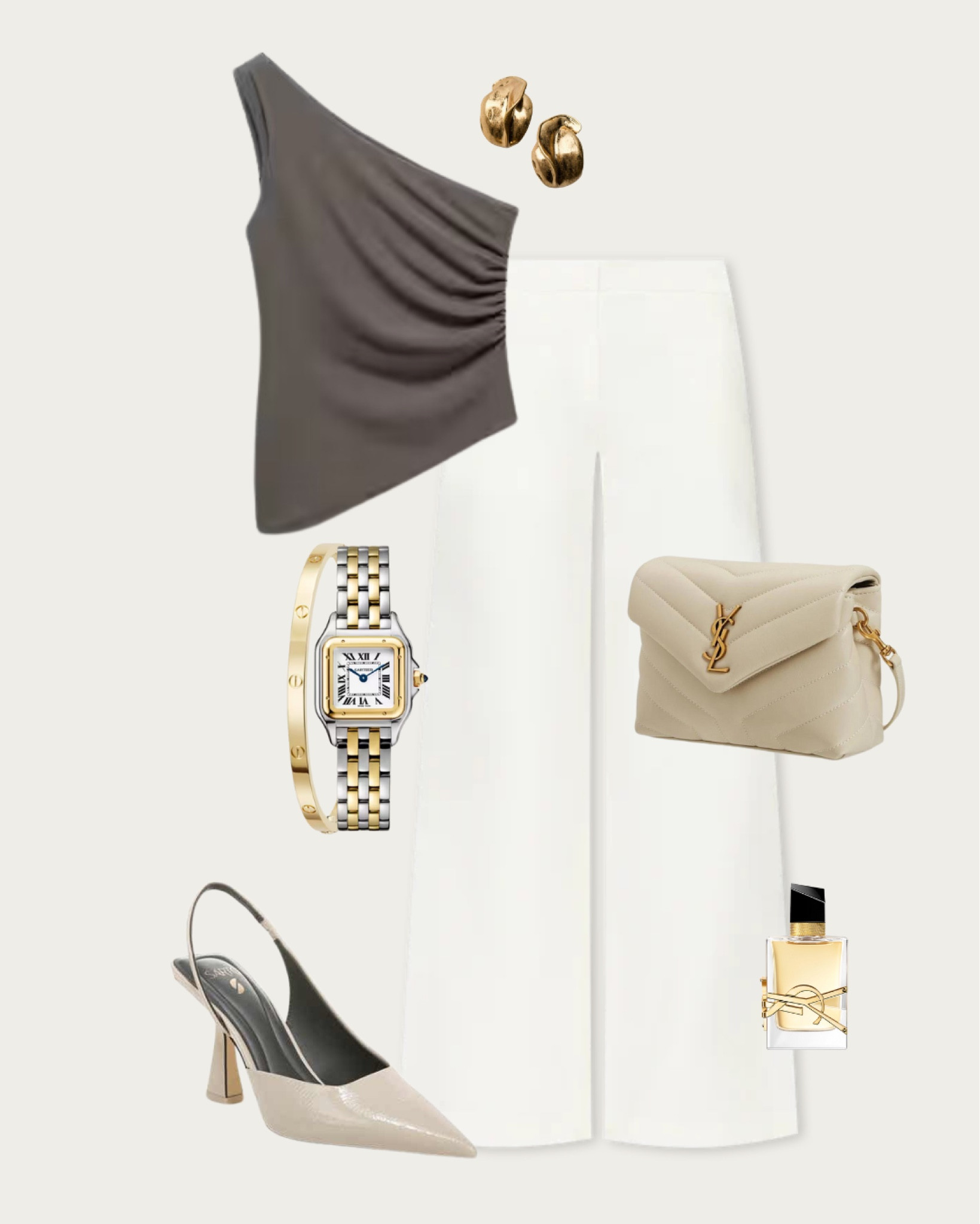 Elegant Spring Evenings: Neutral Tones & Gold Accents

A one-shoulder top in a muted shade sets a dramatic tone, perfectly balanced by the crisp line of white trousers.

Accentuate the look with gold-tone earrings, a classic two-tone watch, and a pair of versatile heels. A neutral crossbody bag brings functionality to your finesse. Before stepping out, a dab of a luxe scent is the final flourish to a perfectly curated outfit. #MinimalistElegance #SpringSoiree #ChicStyling #NeutralPalette #FashionFlair

#LTKworkwear #LTKstyletip #LTKSeasonal