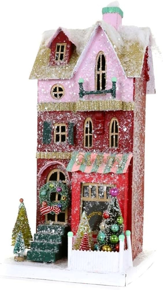 Cody Foster & Co Gift Shop Pink Burgundy Christmas Village House Shoppe | Amazon (US)
