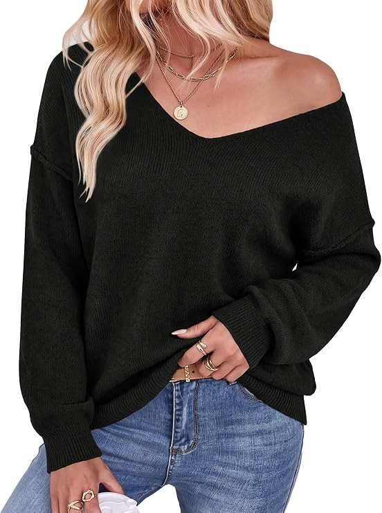 BTFBM Women's Loose Knitted Casual Sweaters | Amazon (US)
