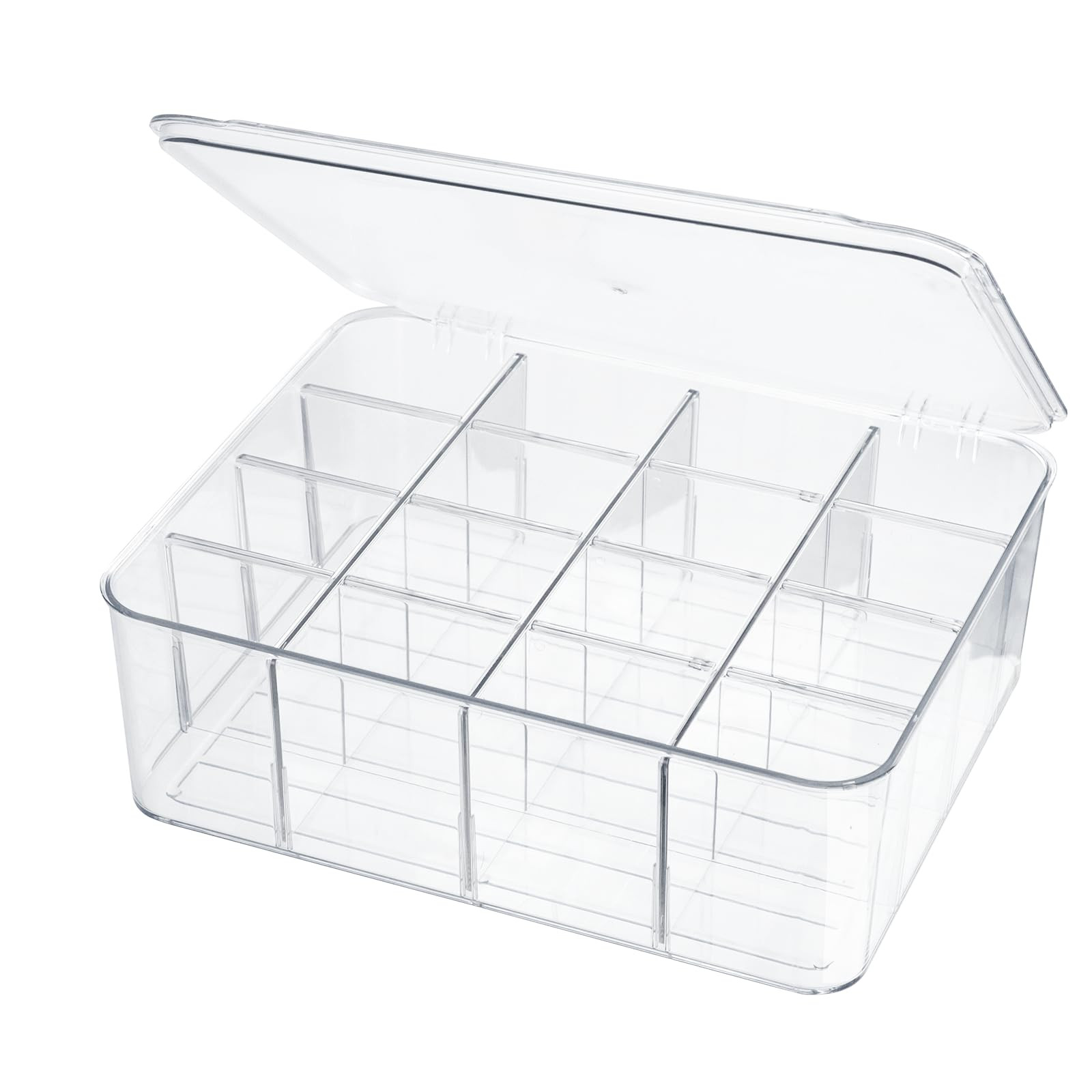 Socks Underwear Drawer Organzier Dividers, 16 Compartment Removable Divided Plastic Storage Bin w... | Amazon (US)