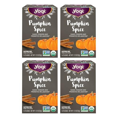 Yogi Tea Pumpkin Spice Tea - 16 Tea Bags per Pack (4 Packs) - Limited Edition Organic Pumpkin Spice Tea Bags - Perfect for the Holidays - Includes Cinnamon Bark, Cardamom Pod, Nutmeg Kernel & More | Amazon (US)