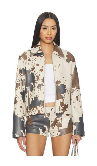 superdown Clara Cow Print Jacket in Cream,Brown. - size M | Revolve Clothing (Global)