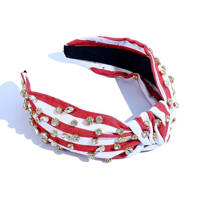 FEDANS Women Knotted Red Jeweled Headband Embellished Top Hairband ladies Twist Bohemian Hair acc... | Amazon (US)