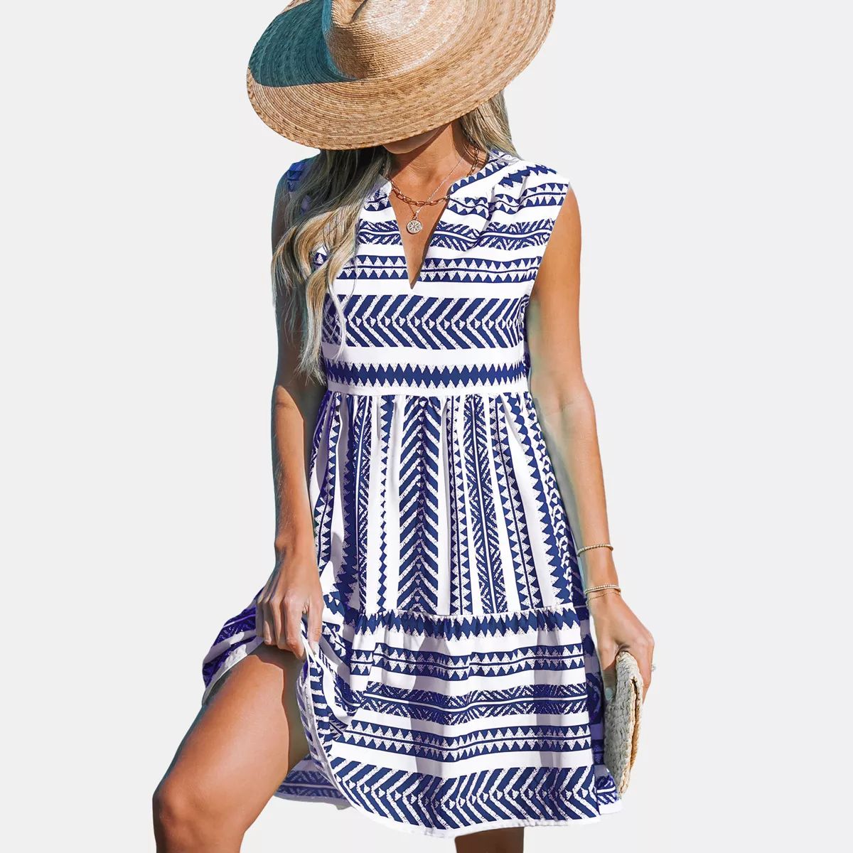 Women's Geometric Print Sleeveless Mini Dress - Cupshe | Target