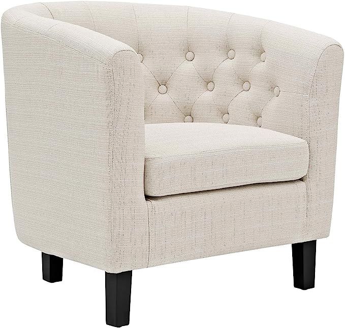 Modway Prospect Upholstered Fabric Contemporary Modern Accent Arm Chair in Beige | Amazon (US)