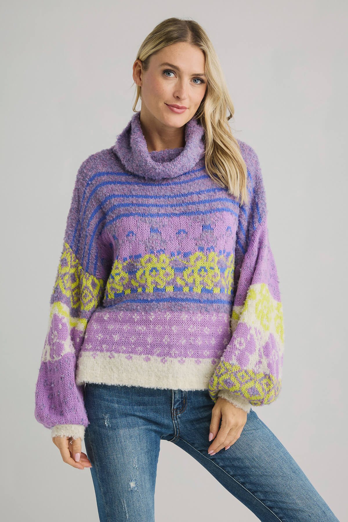 Fate Multi Balloon Sleeve Swing Sweater | Social Threads