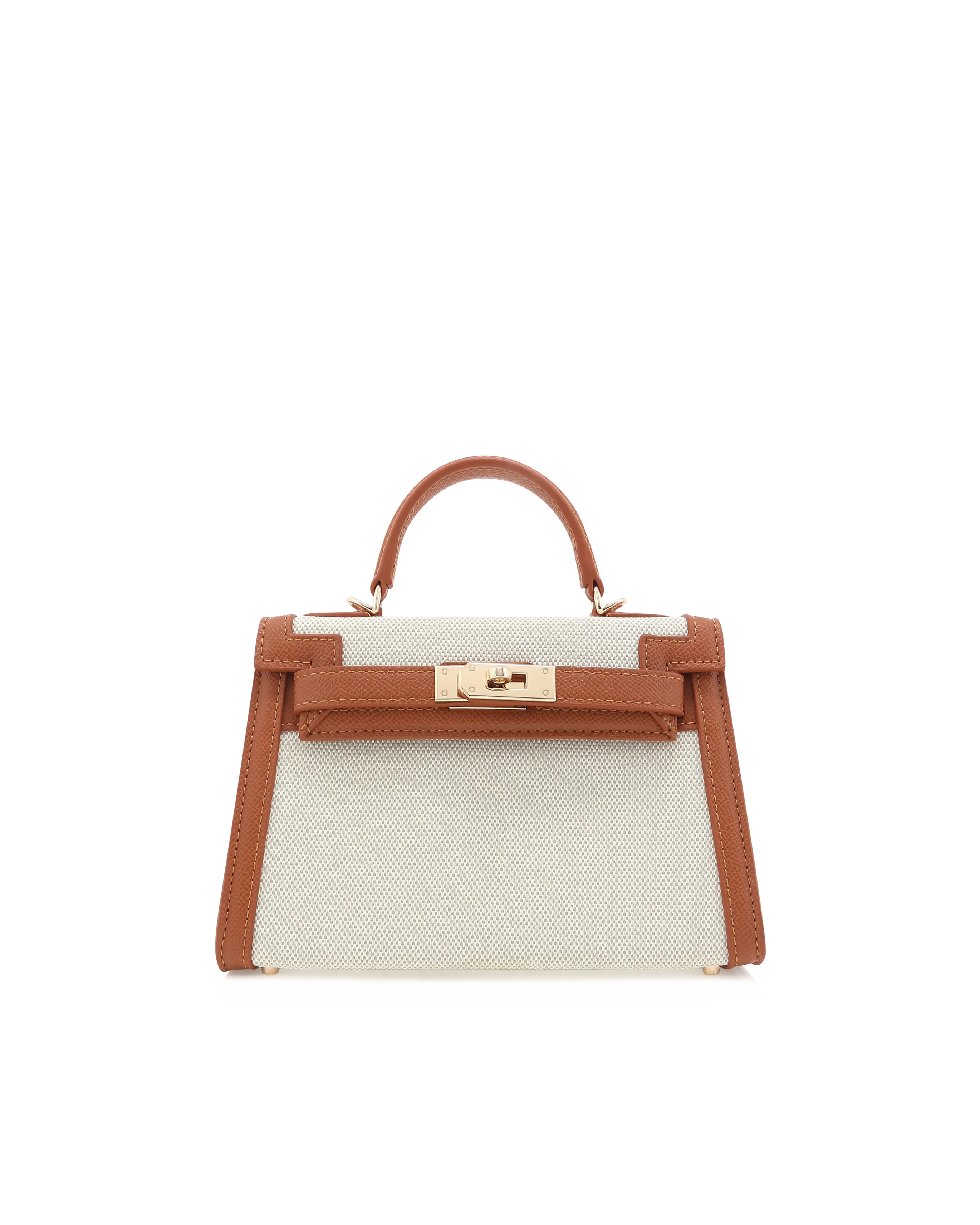 HARIETTE HANDLE BAG - NATURAL LINEN-TAN | Billini US