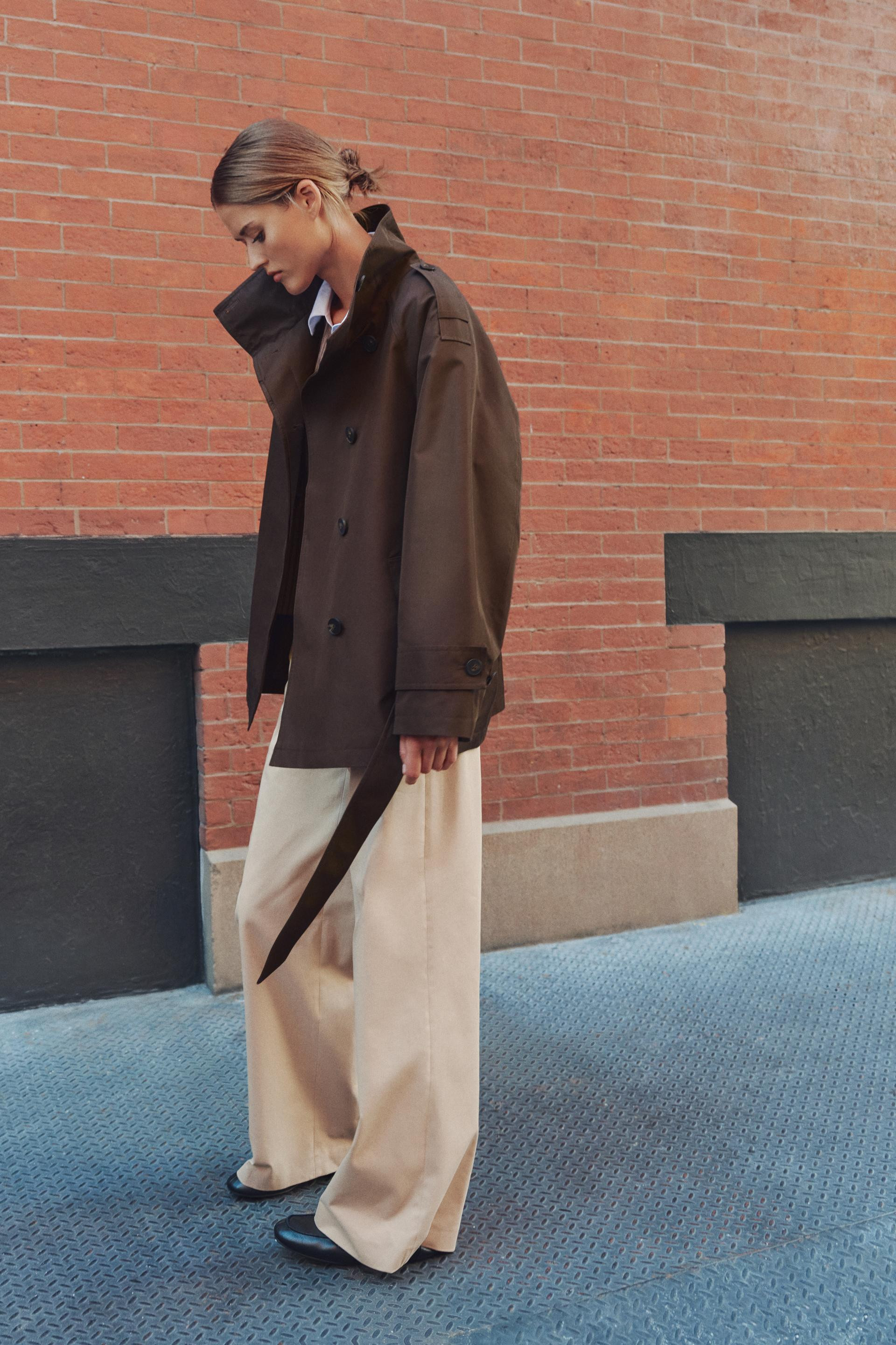 Zara - Stand-Collar Belted Trench Coat - Brown - Xs - Woman | Zara US