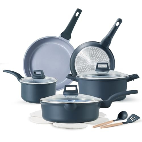 CAROTE 14 Pcs Ceramic Cookware Set, Pots and Pans Set Non Stick with Ceramic Coating, Induction Kitchen Sets | Amazon (US)