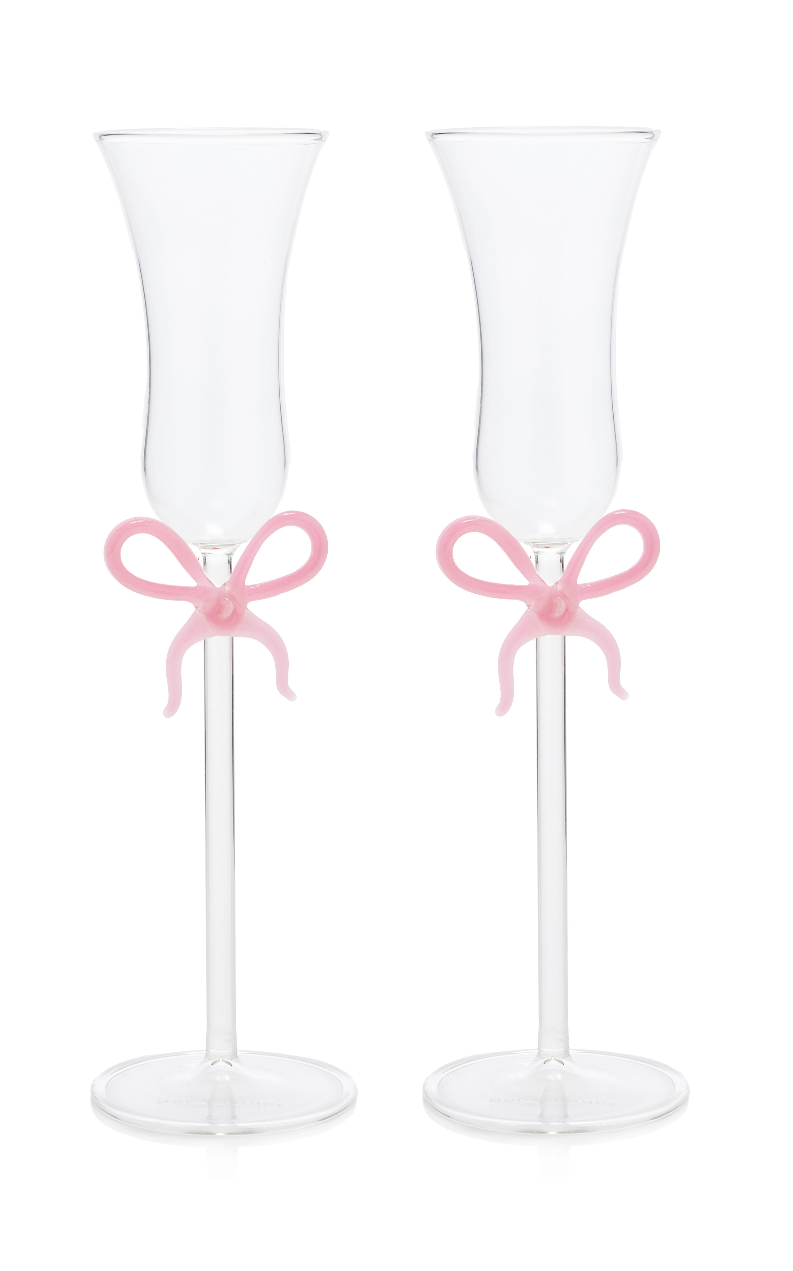 Set-of-Two Bow-Detailed Glass Champagne Flutes | Moda Operandi (Global)