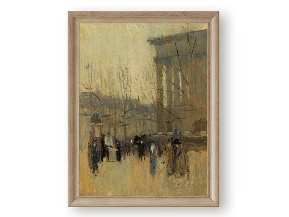 Antique oil painting, Vintage Paris Street Scene, Printable wall art, Warm neutral vintage art pr... | Etsy (US)