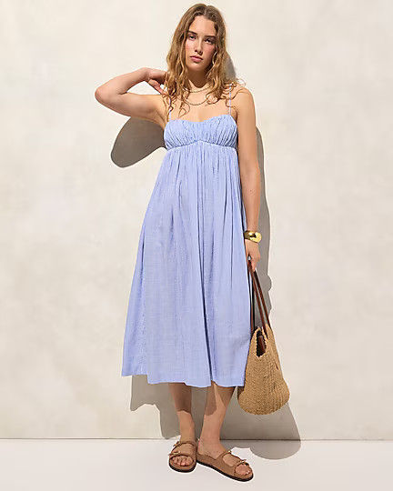 Airy gauze empire-waist midi dress in stripe | J. Crew US