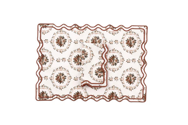 Elodie Placemat Napkin Set in Brown Floral | The Avenue