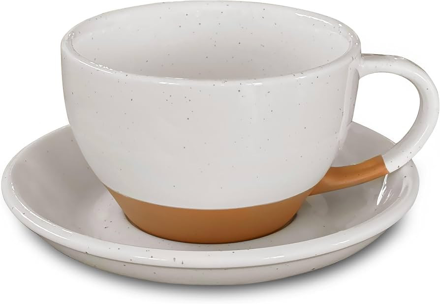 Mora Ceramic Latte Art Mug With Saucer - 10.5 oz, Round Bottom For Perfect Pours - Cafe Cups for ... | Amazon (US)