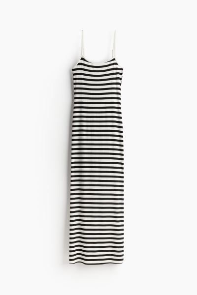 Ribbed Maxi Dress - Sleeveless - Maxi - Cream/striped - Ladies | H&M US | H&M (US + CA)