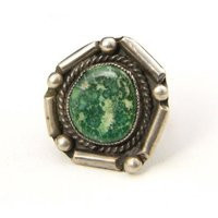 Vintage Sterling Silver & Green Turquoise Ring Modern Style Great Color Sz 8.5 | Etsy (US)