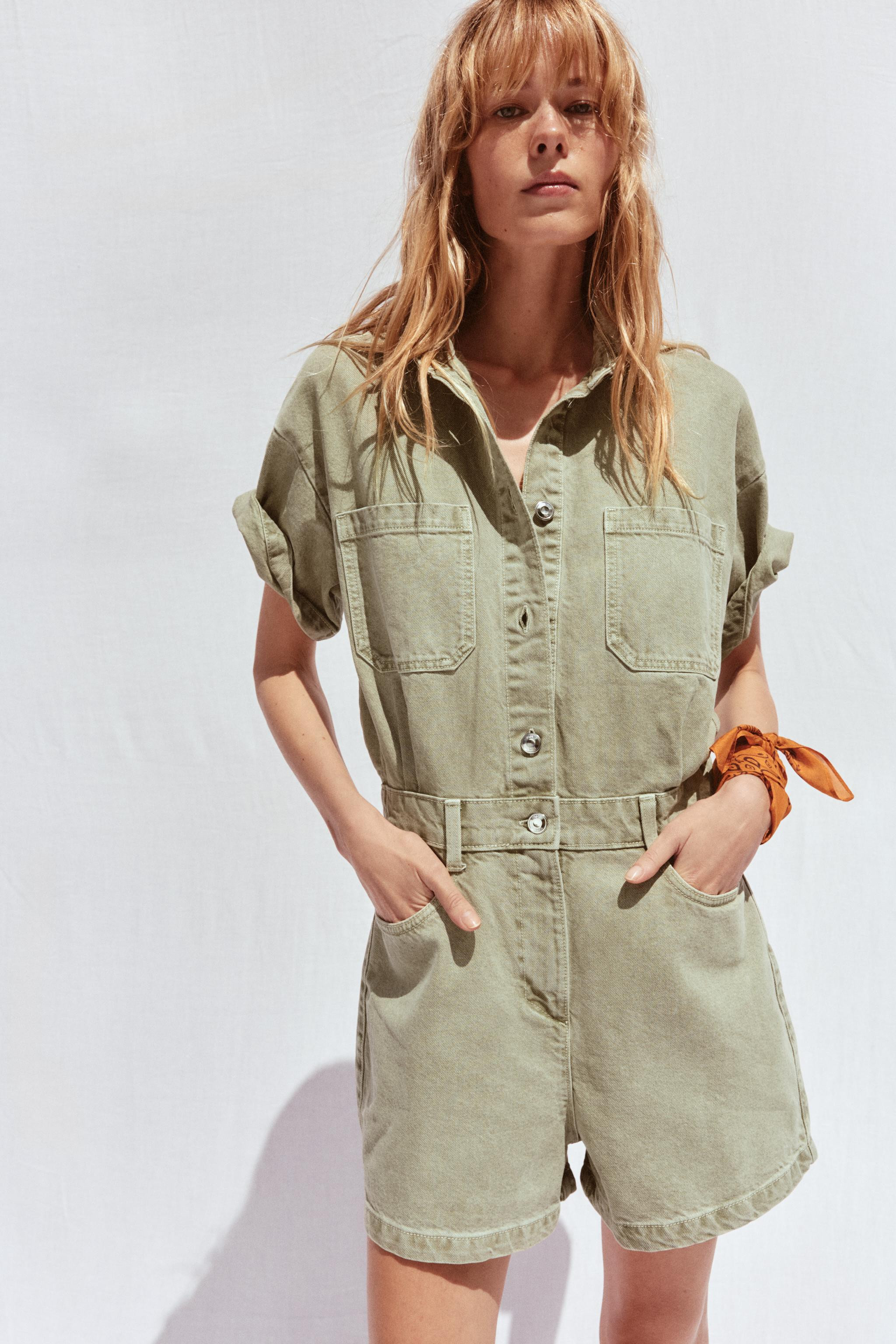 Z1975 SHORT SLEEVE DENIM JUMPSUIT | Zara US