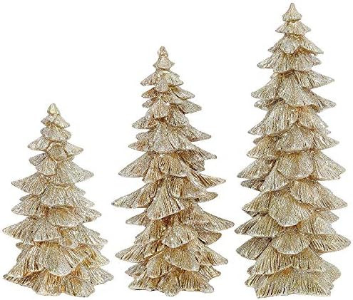Raz Set of 3 Champagne Gold Glittered Christmas Trees- 6.5 inches to 9.5 inches Tall | Amazon (US)