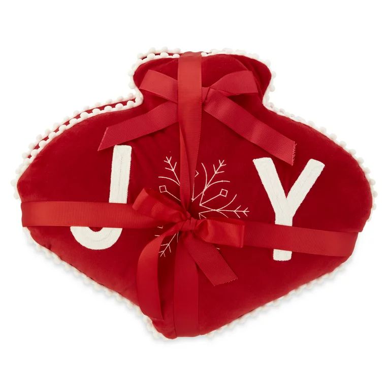 Holiday Time 14x13inch Red & White Joy Christmas Decorative Pillows, 2 Count Per Pack | Walmart (US)