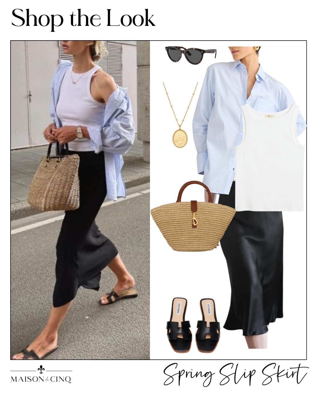 The perfect weekend outfit for a casual chic day at the flea market.



Spring fashion, Spring outfit, casual outfit, French fashion, slip skirt, straw bag, sandals, jewelry, tank top, woven tote

#LTKStyleTip