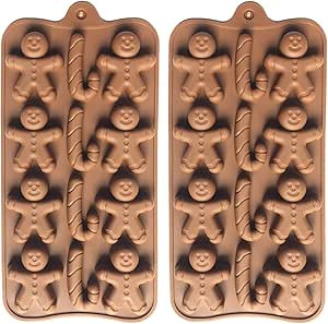 2 PCS Silicone Chocolate Molds Gingerbread Man Shape12-Cavity Ice Cube Tray Non-Stick Sweet Mould... | Amazon (US)