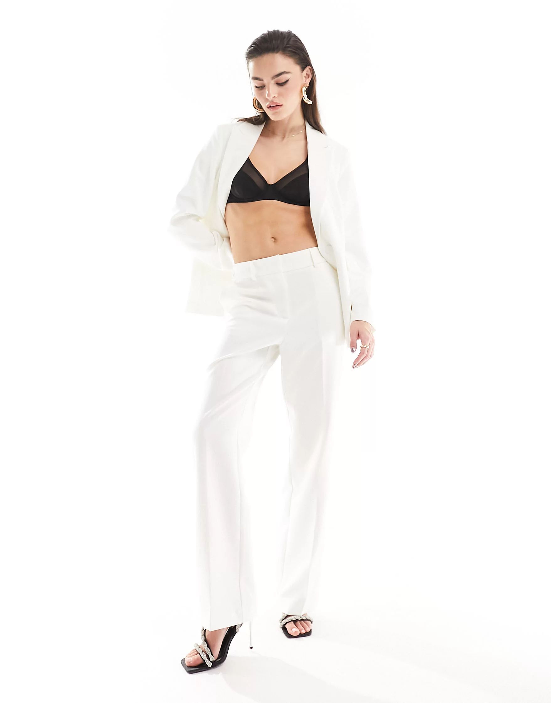 Y.A.S Bridal high waisted tailored trousers co-ord in white | ASOS (Global)