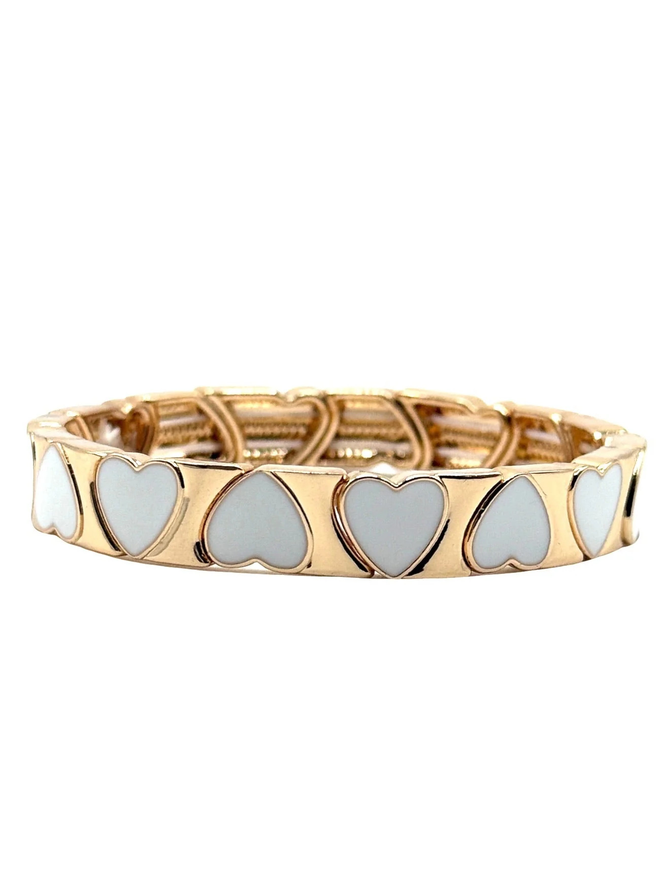 The White and Gold Hearts Bracelet | La Lumiere NY