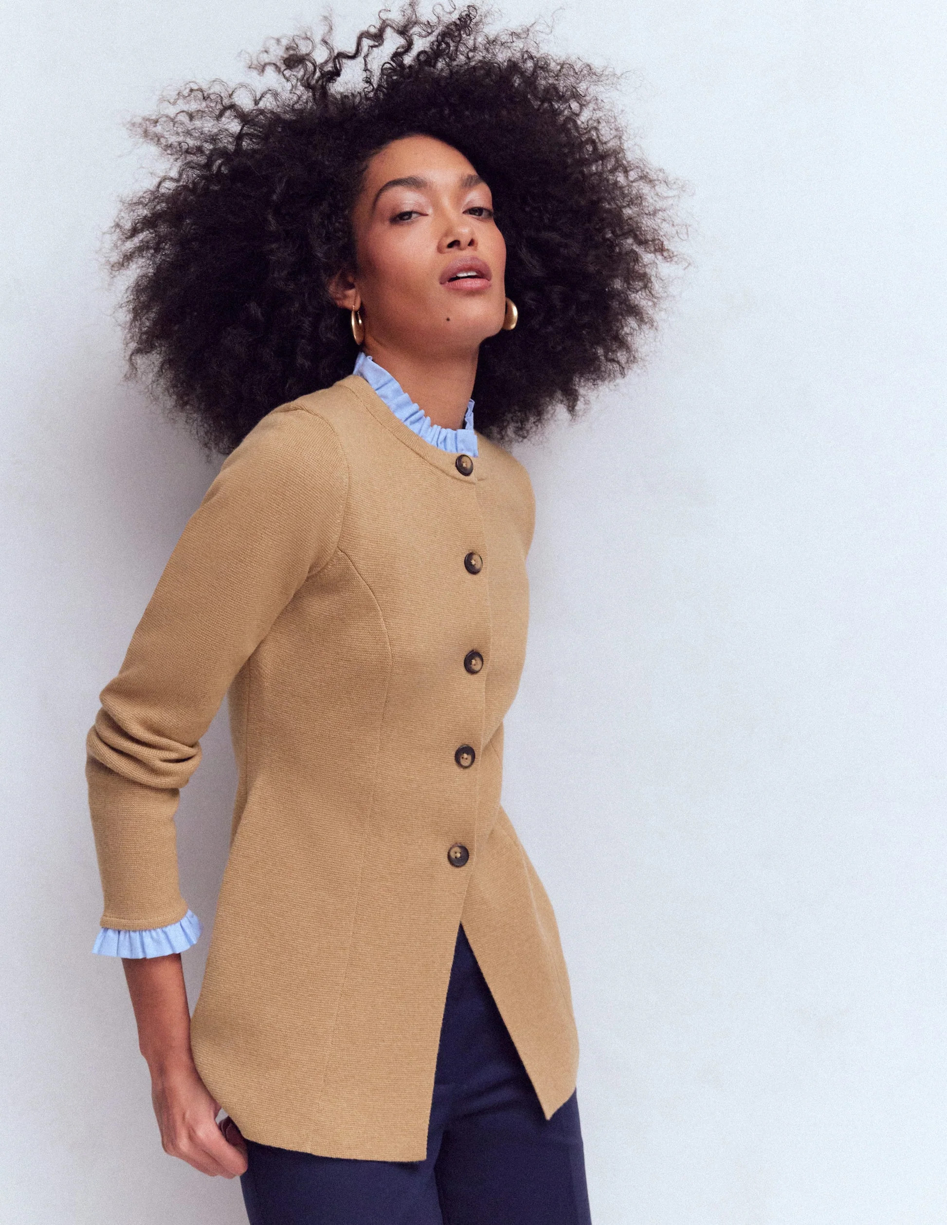 Joanna Fitted Knitted Jacket-Camel Melange | Boden (US)