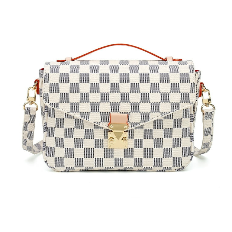 RICHPORTS Checkered Tote Shoulder Handbags Bag with inner pouch PU Vegan Leather | Walmart (US)
