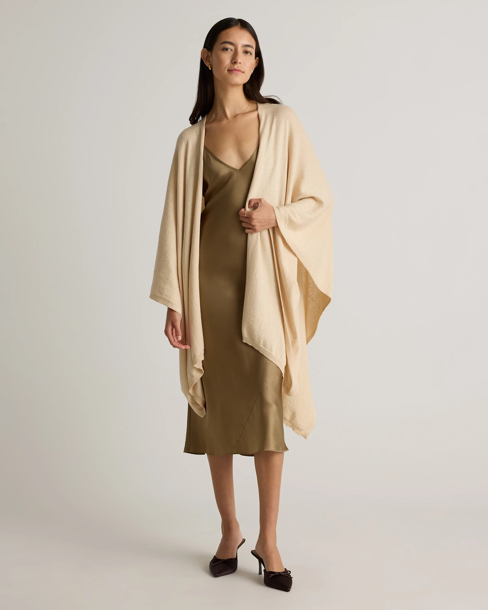 Cotton Cashmere Ruana in Oatmeal | Quince