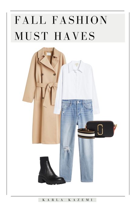 Fall Capsule Wardrobe. Basic Fall Fashion Essentials. Fall Fashion Must Haves. Trench Coat. Poplin Shirt. High Waisted Jeans. Chelsea Boots. H&M. Amazon. Nordstrom. The Gap. Steve Madden. Marc Jacobs. 

#LTKcurves #LTKshoecrush #LTKstyletip