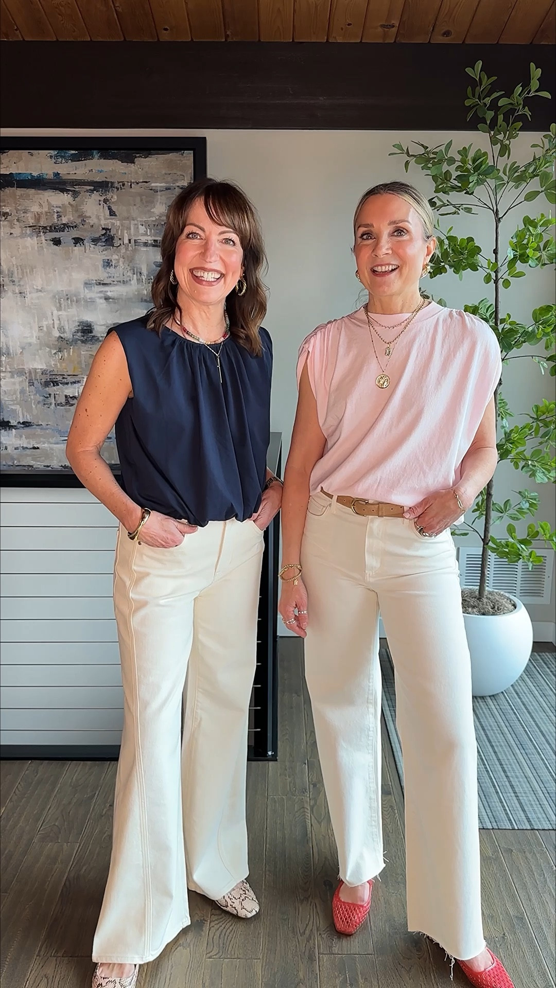 Comment SHOP for outfit links! 
Ecru jeans are so fresh for spring!🌸 These are our favorite wide leg styles! We also linked our cute spring tops and shoes. We are both 5’6, small in tops and 26/27 in pants! 
How to Shop:🛍️
-Comment SHOP for outfit links
-Click the link in our bio to shop
-Watch our stories for links! 

Ecru jeans, Paige, Evereve, AG Jeans, Madewell, pink top, jelly flats, Snakeskin flats, Naturalizer, Sam Edelman 


#LTKgrwm #LTKootd #LTKOver40