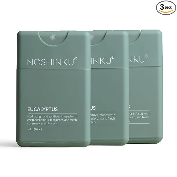Noshinku - Refillable Hand Sanitizer Eucalyptus 3-Pack, Travel Size Spray with Hydrating Botanica... | Amazon (US)