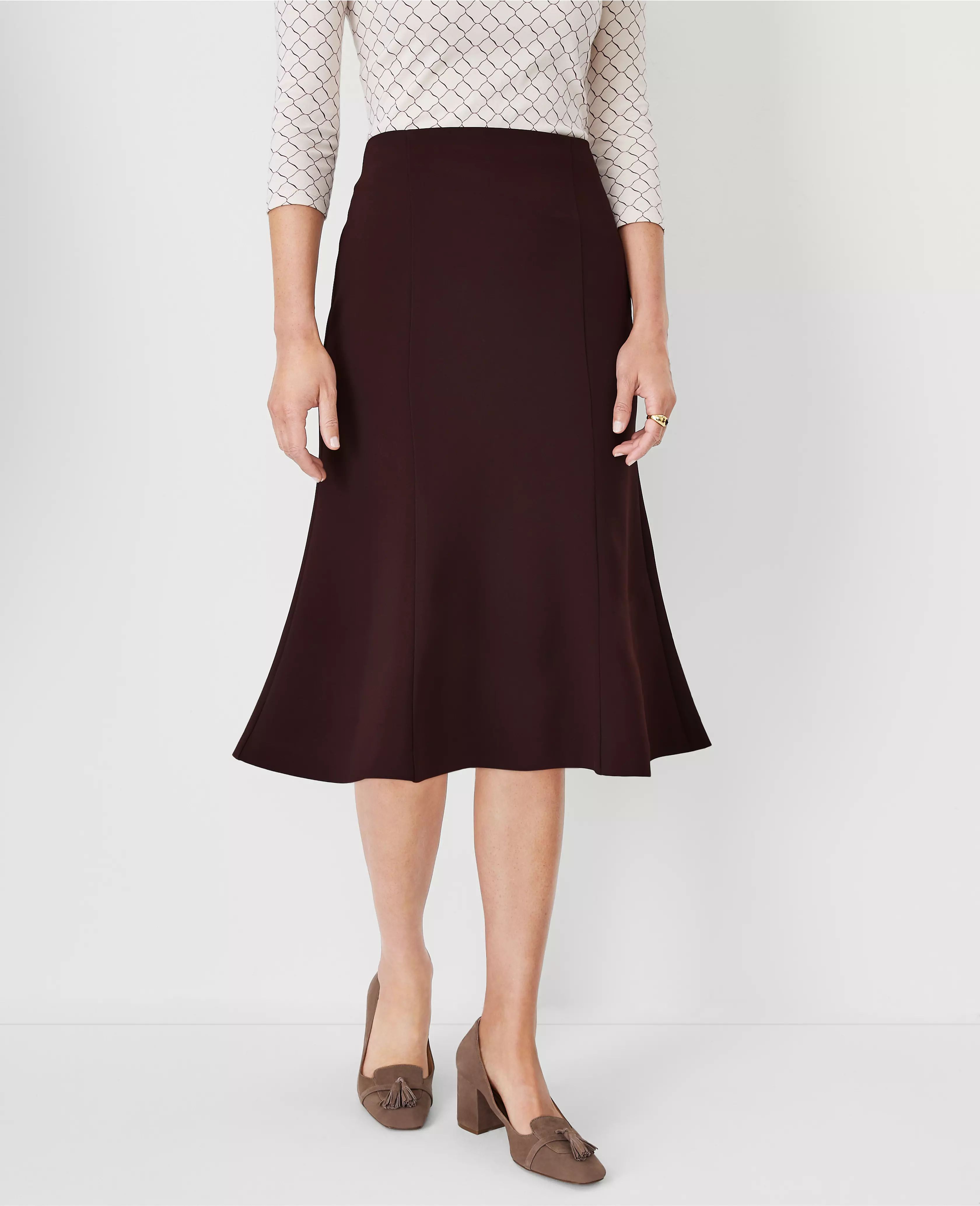 The Seamed Flare Pencil Skirt in Fluid Crepe | Ann Taylor (US)
