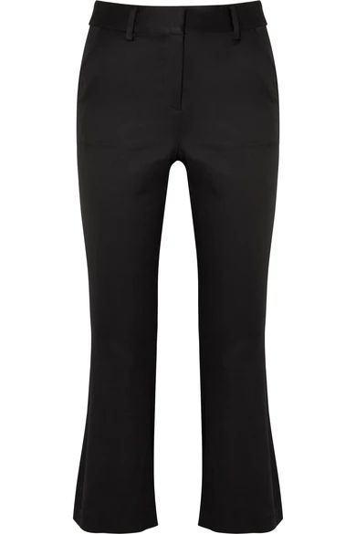 FRAME - Cropped Satin Flared Pants - Black | NET-A-PORTER (UK & EU)