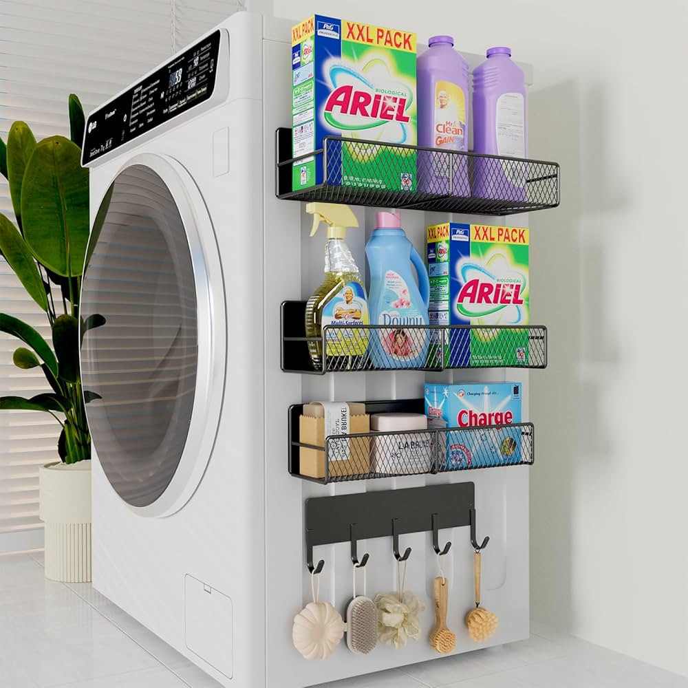 4 Pack Magnetic Shelves for Washing Machine, Magnetic Spice Rack Organizer for Refrigerator, Wash... | Amazon (US)