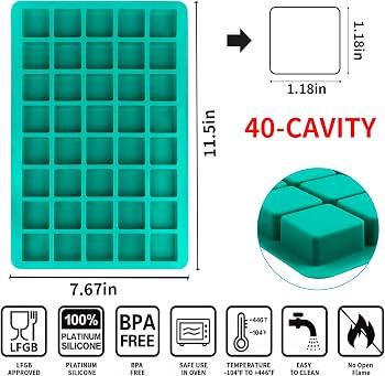 Sidosir 3Pcs Square Caramel Candy Mold Silicone, 40-Cavity Gummy Silicone Molds for Fat Bombs, Ch... | Amazon (US)