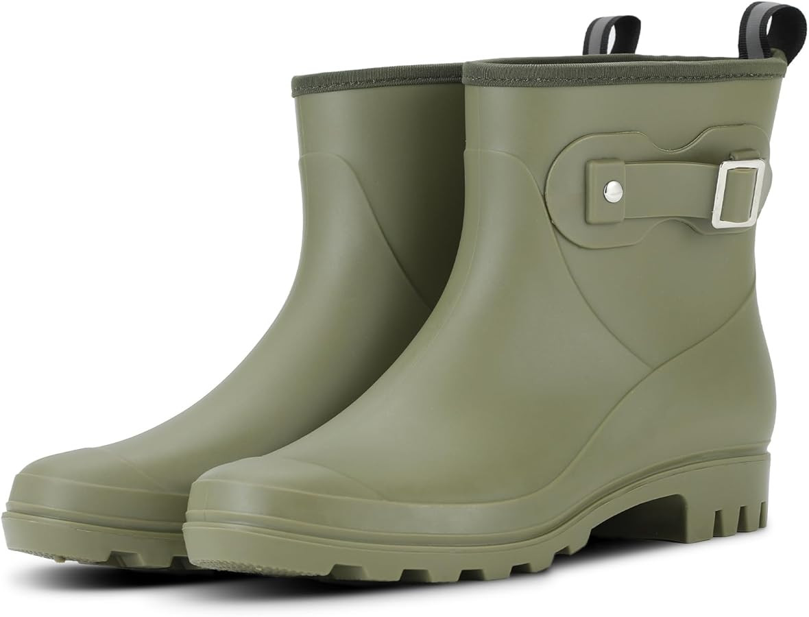 Amazon.com | Kprm Women's Short Rain Boots Waterproof, Chelsea Ankle Rain Shoes Rubber Garden Boo... | Amazon (US)