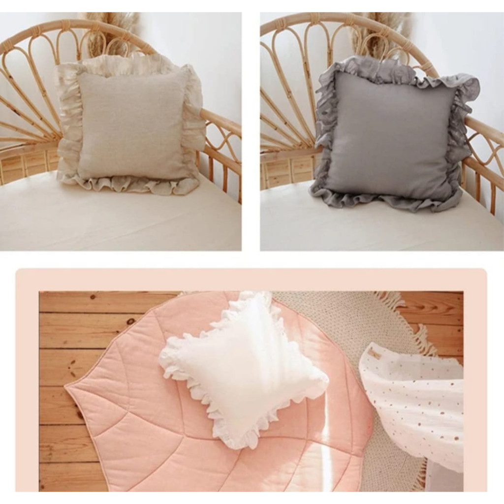 2 Capa de Almofada Lisa Com Babado 45x45 Decoração Premium | Shopee (BR)