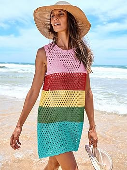 ANRABESS Womens Swimsuit Cover Up Sleeveless Knit 2026 Summer Outfits Swimwear Bathing Suit Cover... | Amazon (US)