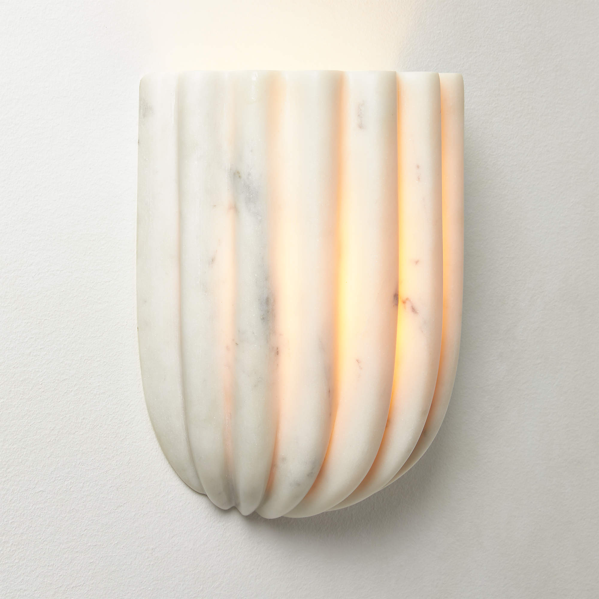 Ariel Fluted White Marble Wall Sconce Set of 2 + Reviews | CB2 | CB2