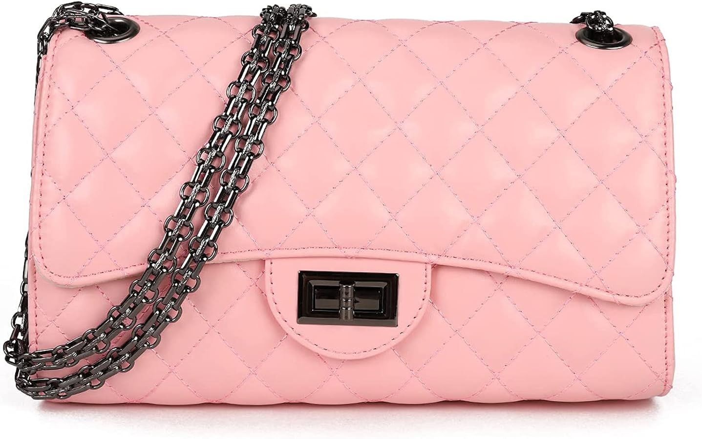 Quilted Crossbody Bags for Women Leather Ladies Shoulder Purses with Chain Strap Stylish Clutch P... | Amazon (US)