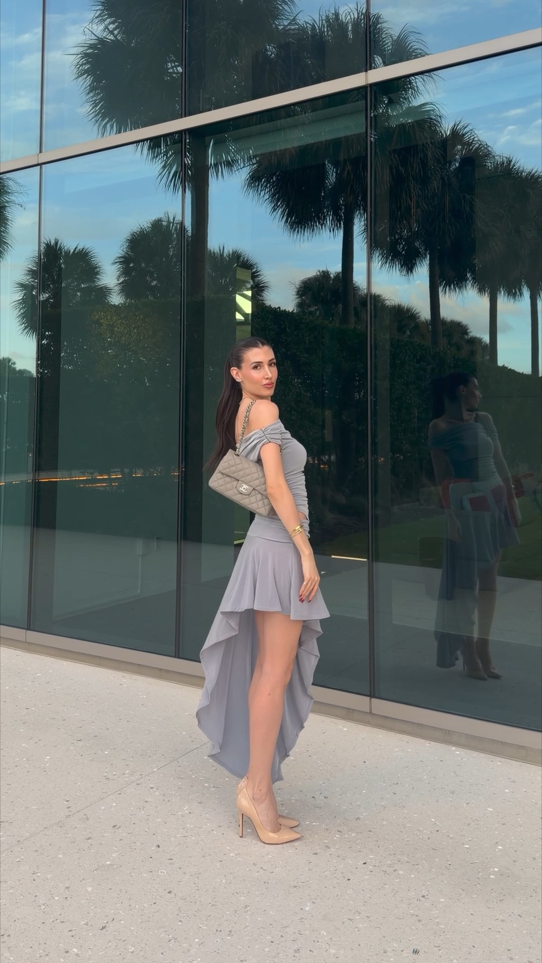 Date-night ready in a matching grey set 🤍 Off-shoulder top + asymmetrical skirt. Chic, flattering, and perfect for going out 🤍

#LTKgrwm #LTKU #LTKootd