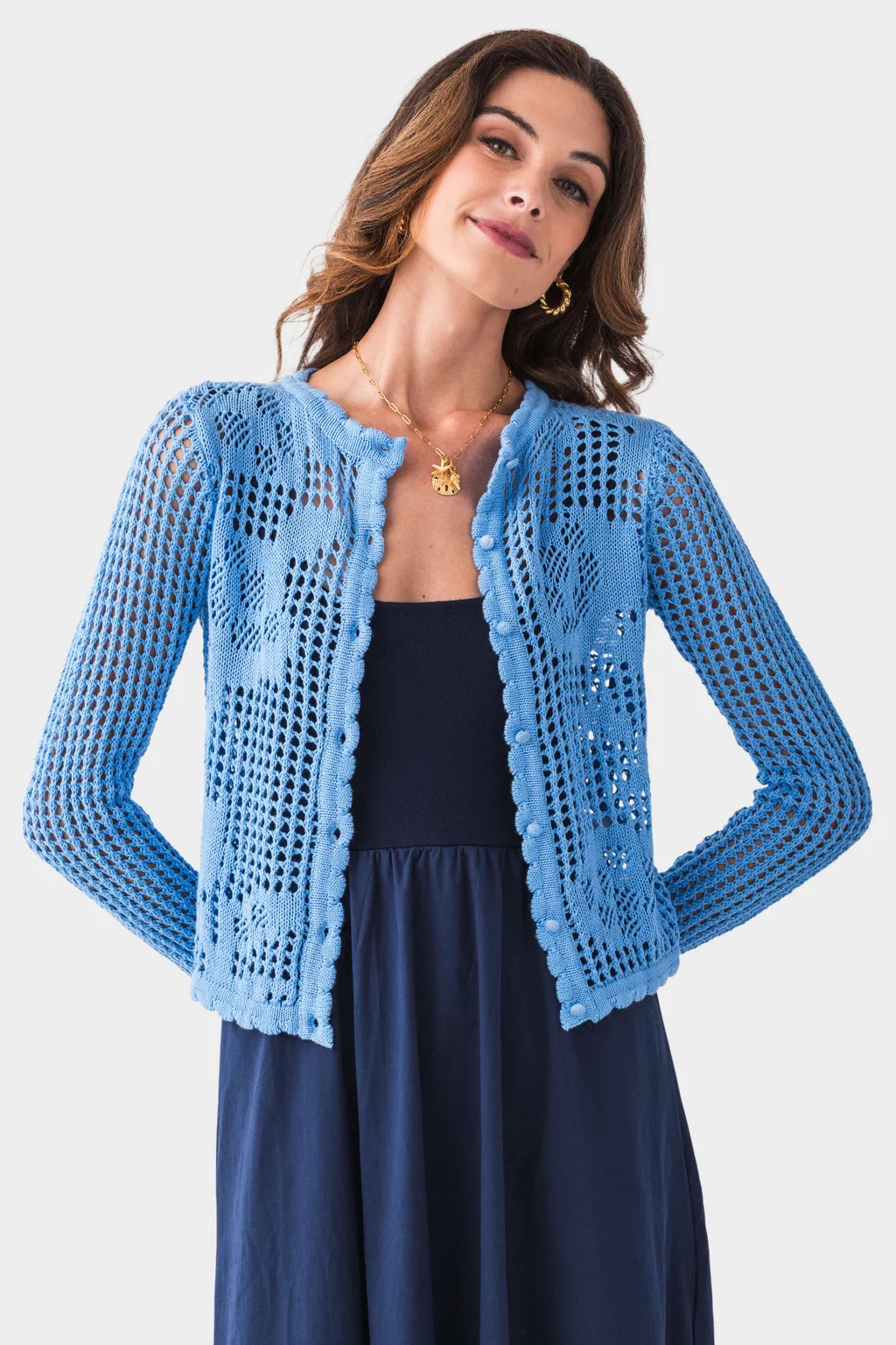 Bailey Rose Button Up Knit Crochet Cardigan | Social Threads
