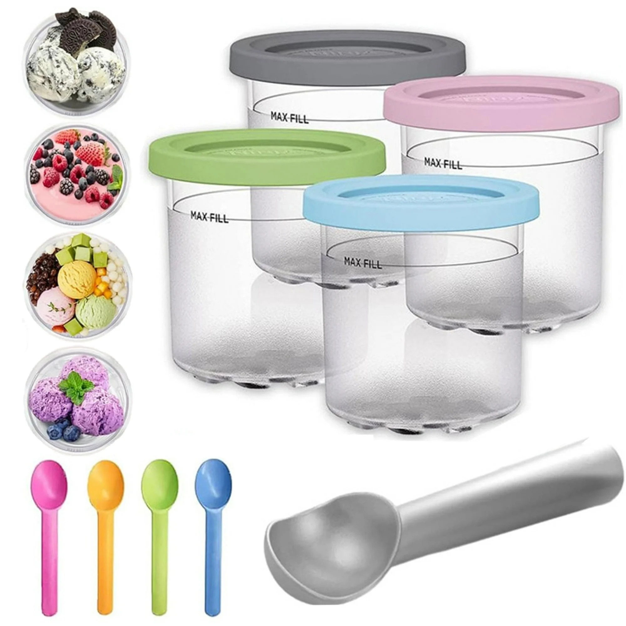 4 Pack Ice Cream Pint Containers for Ninja Creami Pints, Compatible with NC301 NC300 NC299AMZ Ser... | Walmart (US)