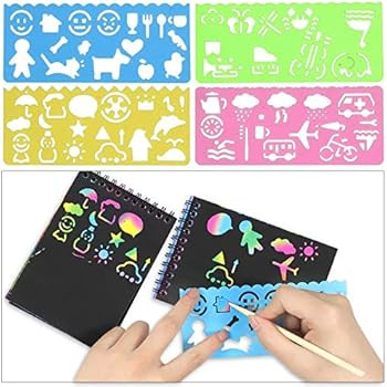 POKONBOY 16 Pack Scratch Arts and Crafts Notebooks, Scratch Note Pads for Kids Rainbow Party Favors  | Amazon (US)