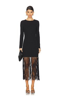 SIMKHAI Sharron Maxi Fringe Dress in Black from Revolve.com | Revolve Clothing (Global)