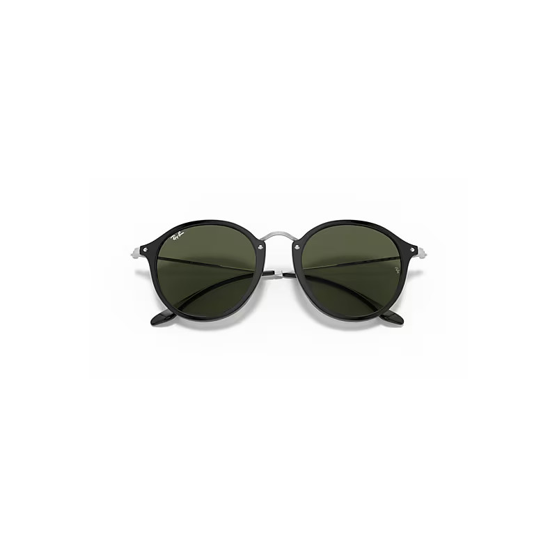 Ray-Ban Round Fleck Sunglasses Black Frame Green Lenses 49-21 | Ray-Ban (US)